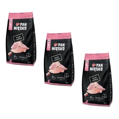 Karma dla kota PAN MIĘSKO Kurczak z królikiem 3 x 1.6 kg