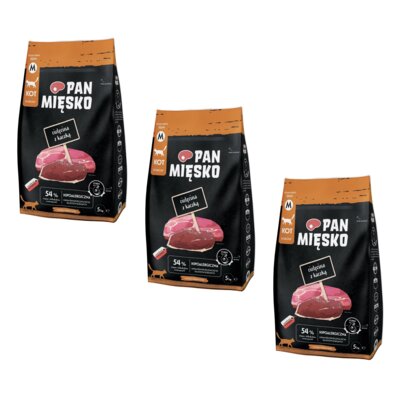 Karma dla kota PAN MIĘSKO Cielęcina z kaczką M 3 x 5 kg