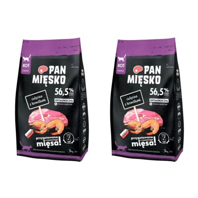 Karma dla kota PAN MIĘSKO Cielęcina z krewetkami 2 x 5 kg