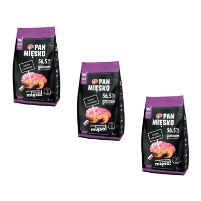 Karma dla kota PAN MIĘSKO Cielęcina z krewetkami 3 x 5 kg