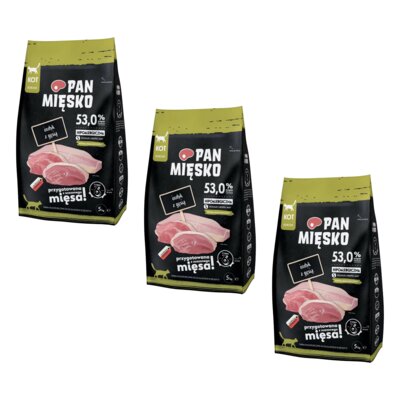 Karma dla kota PAN MIĘSKO Indyk z gęsią 3 x 5 kg