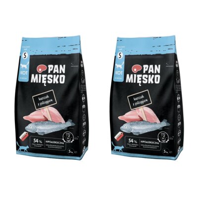 Karma dla kota PAN MIĘSKO Kurczak z pstrągiem S 2 x 5 kg