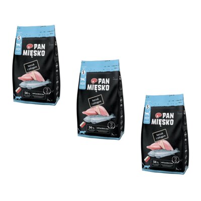 Karma dla kota PAN MIĘSKO Kurczak z pstrągiem S 3 x 5 kg