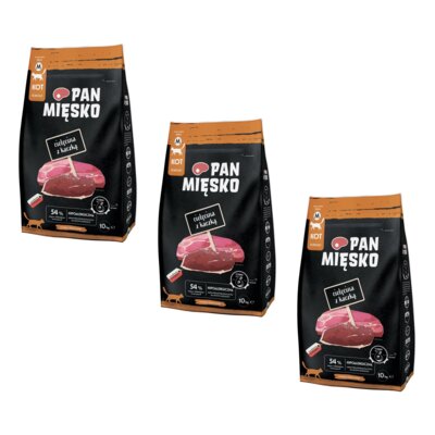 Karma dla kota PAN MIĘSKO Cielęcina z kaczką M 3 x 10 kg