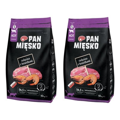 Karma dla kota PAN MIĘSKO Cielęcina z krewetkami 2 x 10 kg