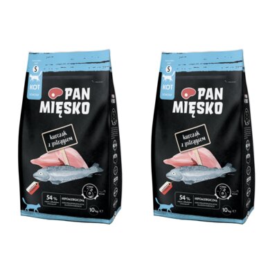 Karma dla kota PAN MIĘSKO Kurczak z pstrągiem S 2 x 10 kg