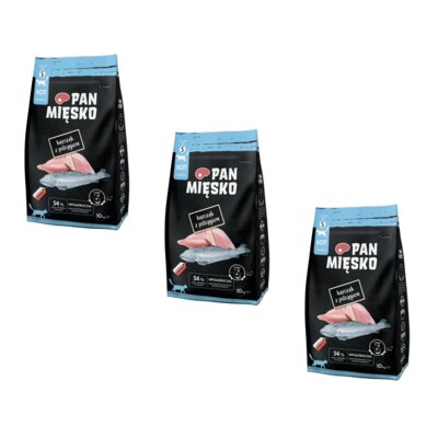 Karma dla kota PAN MIĘSKO Kurczak z pstrągiem S 3 x 10 kg