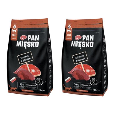 Karma dla kota PAN MIĘSKO Wołowina z jeleniem 2 x 10 kg