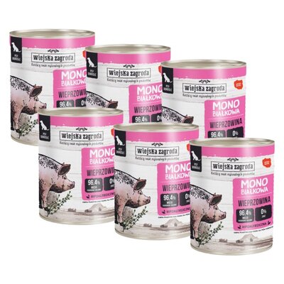 Karma dla psa WIEJSKA ZAGRODA Wieprzowina 6 x 800 g