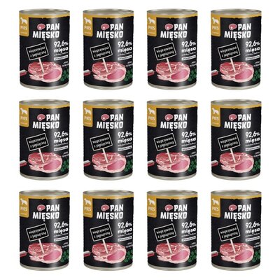 Karma dla psa PAN MIĘSKO Wieprzowina z jagnięciną 12 x 400 g