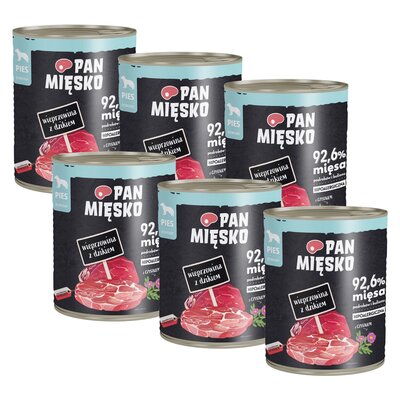 Karma dla psa PAN MIĘSKO Wieprzowina z dzikiem 6 x 800 g