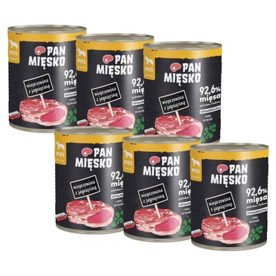 Karma dla psa PAN MIĘSKO Wieprzowina z jagnięciną 6 x 800 g