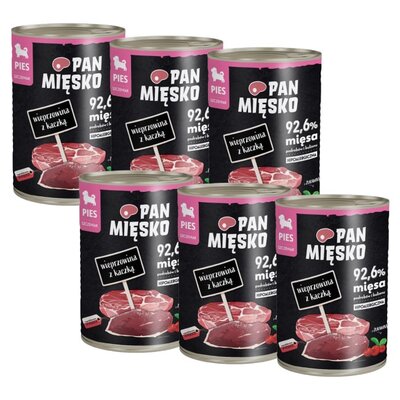 Karma dla psa PAN MIĘSKO Wieprzowina z kaczką 6 x 800 g