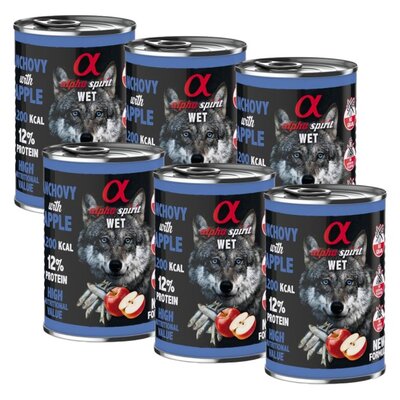 Karma dla psa ALPHA SPIRIT Anchois z jabłkiem 6 x 400 g