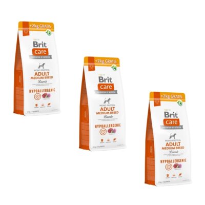 Karma dla psa BRIT Care Hypoallergenic Medium Jagnięcina z ryżem 3 x 14 kg