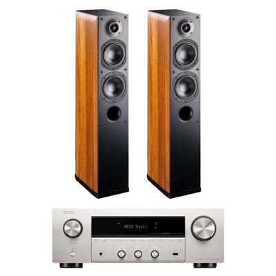 Amplituner DENON DRA-900H Srebrny + Kolumny głośnikowe INDIANA LINE Nota 550 X Orzech (2 szt.)