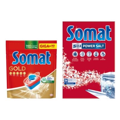 Tabletki do zmywarek SOMAT Gold - 90 szt. + Sól do zmywarek SOMAT 1.5 kg