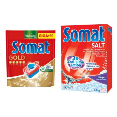 Tabletki do zmywarek SOMAT Gold - 90 szt. + Sól do zmywarek SOMAT 1.5 kg