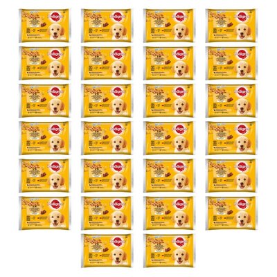 Karma dla psa PEDIGREE Junior Vital Protection Wołowina z ryżem, Kurczak z ryżem 104 x 100 g