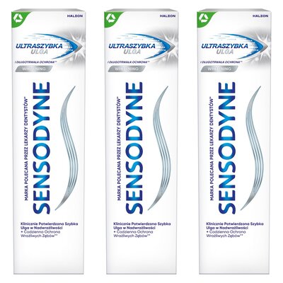 Pasta do zębów SENSODYNE Ultraszybka Ulga Whitening 75 ml 3 szt.
