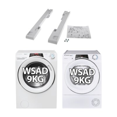 Pralka CANDY RapidO RO496DWMC7 1-S 9kg 1400 obr Quick&Clean + Suszarka CANDY ROE H9A2TCEX-S + Zestaw podłączeniowy CANDY WSK1101 2 STD