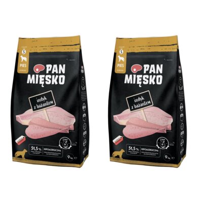 Karma dla psa PAN MIĘSKO Indyk z bażantem S 2 x 9 kg