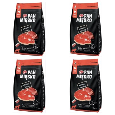 Karma dla psa PAN MIĘSKO Wołowina z koziną 4 x 9 kg