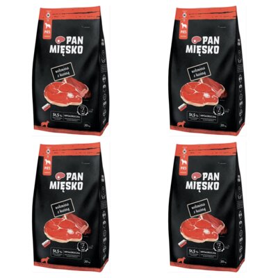 Karma dla psa PAN MIĘSKO Wołowina z koziną 4 x 20 kg