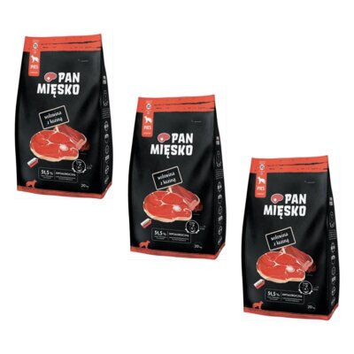 Karma dla psa PAN MIĘSKO Wołowina z koziną XS 3 x 20 kg