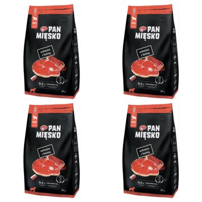Karma dla psa PAN MIĘSKO Wołowina z koziną XS 4 x 20 kg