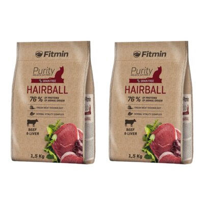 Karma dla kota FITMIN Purity Hairball Wołowina i wątróbka 2 x 1.5 kg