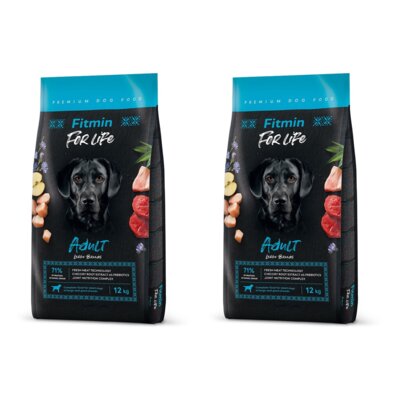 Karma dlapsa FITMIN For Life Adult Drób z wieprzowiną i wołowiną 2 x 12 kg