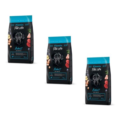 Karma dlapsa FITMIN For Life Adult Drób z wieprzowiną i wołowiną 3 x 12 kg