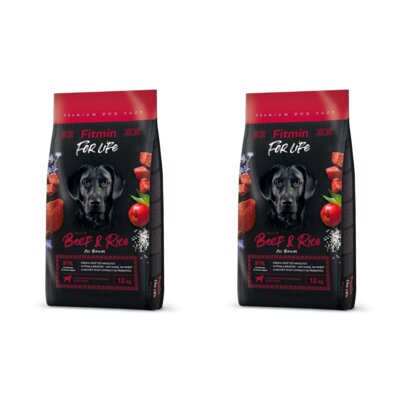 Karma dla psa FITMIN For Life Wołowina z ryżem 2 x 12 kg
