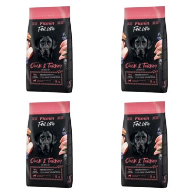 Karma dla psa FITMIN For Life Indyk z kaczką 4 x 12 kg