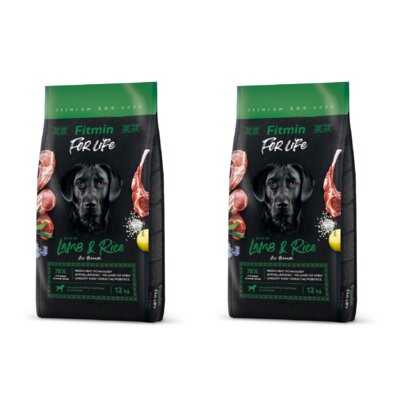 Karma dla psa FITMIN For Life Jagnięcina z ryżem 2 x 12 kg