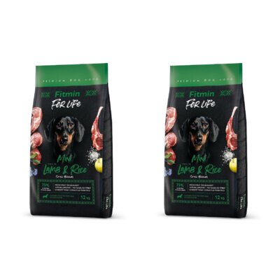 Karma dla psa FITMIN For Life Jagnięcina z ryżem 2 x 12 kg