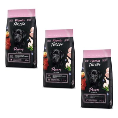 Karma dla psa FITMIN Dog For Life Puppy Drób 3 x 12 kg