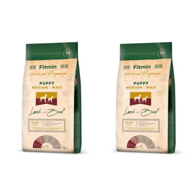Karma dla psa FITMIN Puppy Medium Maxi Jagnięcina z wołowiną 2 x 12 kg