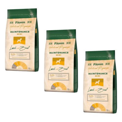 Karma dla psa FITMIN Dog Mini Jagnięcina z wołowiną 3 x 12 kg
