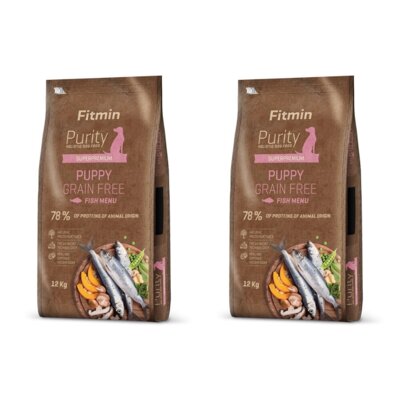 Karma dla psa FITMIN Purity Puppy Śledź morski z jagnięciną 2 x 12 kg