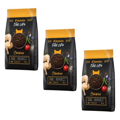 Karma dla kota FITMIN Cat For Life Adult Kurczak 3 x 8 kg
