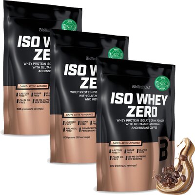 Odżywka białkowa BIOTECH Iso Whey Zero Caffe Latte 3 x 500 g Bez cukru i laktozy