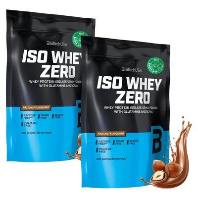 Odżywka białkowa BIOTECH Iso Whey Zero Orzechowy (2 x 500 g) Bez cukru i laktozy
