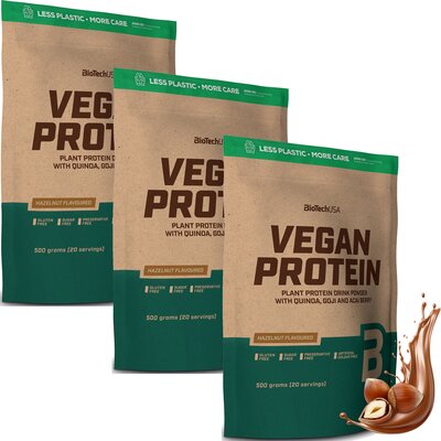 Odżywka białkowa BIOTECH Vegan Protein Orzechowy 3 x 500 g Bez cukru