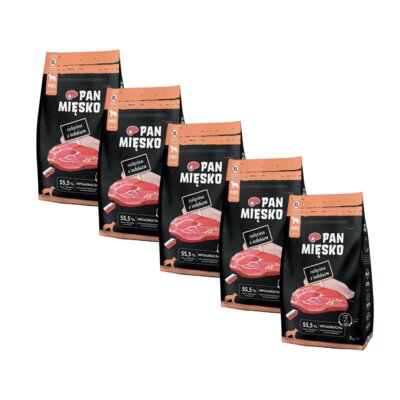 Karma dla psa PAN MIĘSKO Cielęcina z indykiem XL 5 x 3 kg