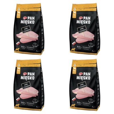 Karma dla psa PAN MIĘSKO Indyk z bażantem S 4 x 3 kg