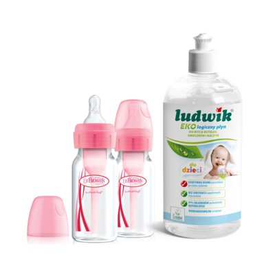 Butelka DR BROWNS Options+ Różowy (2 szt.) + Płyn do mycia butelek i smoczków LUDWIK CG1010102ZEKL0121 475 ml