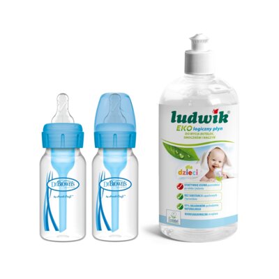 Butelka DR BROWNS Options+ Niebieski (2 szt.) + Płyn do mycia butelek i smoczków LUDWIK CG1010102ZEKL0121 475 ml