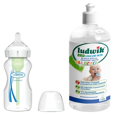 Butelka DR BROWNS Options+ 270 ml + Płyn do mycia butelek i smoczków LUDWIK CG1010102ZEKL0121 475 ml